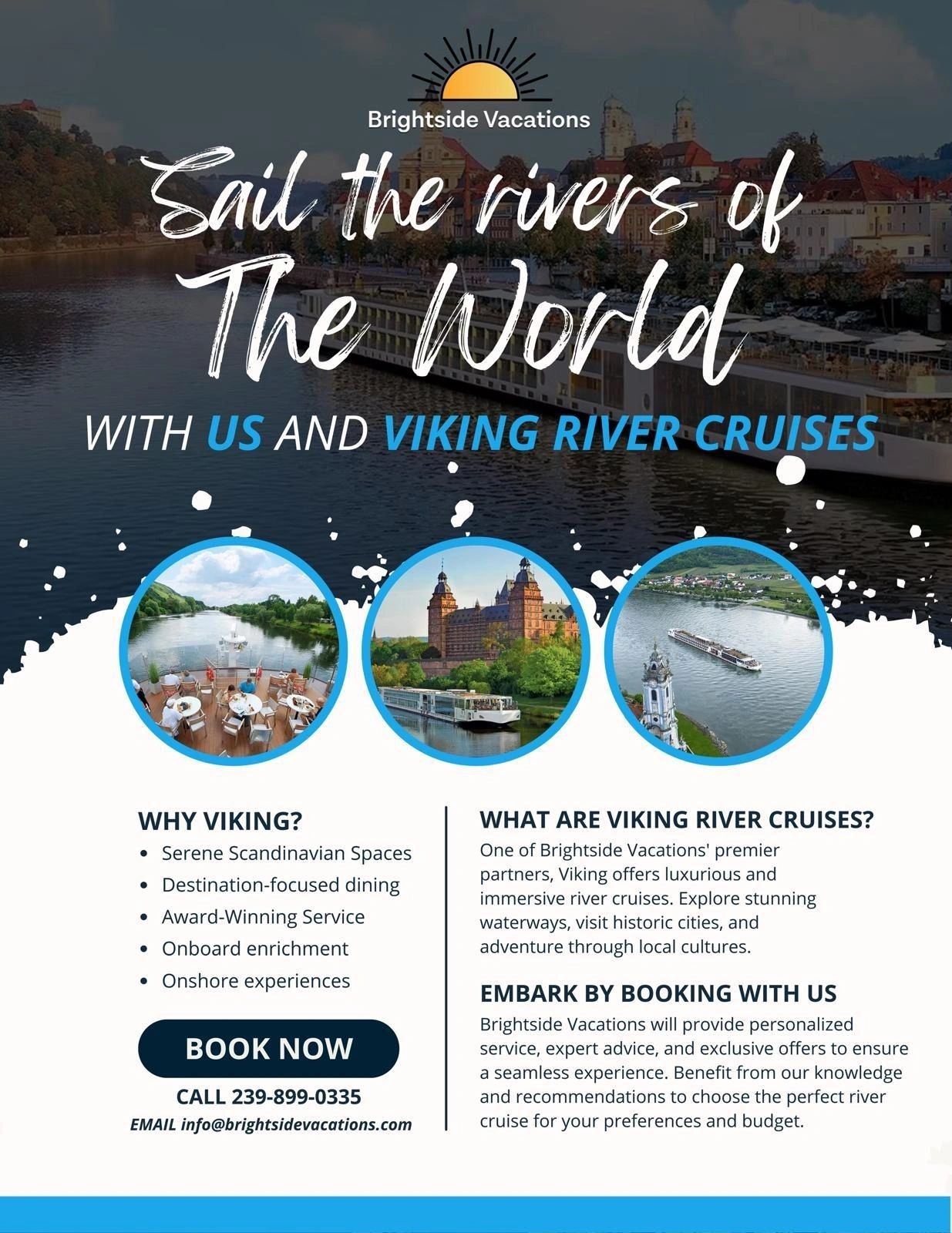 River cruise promotional flyer with travel details.