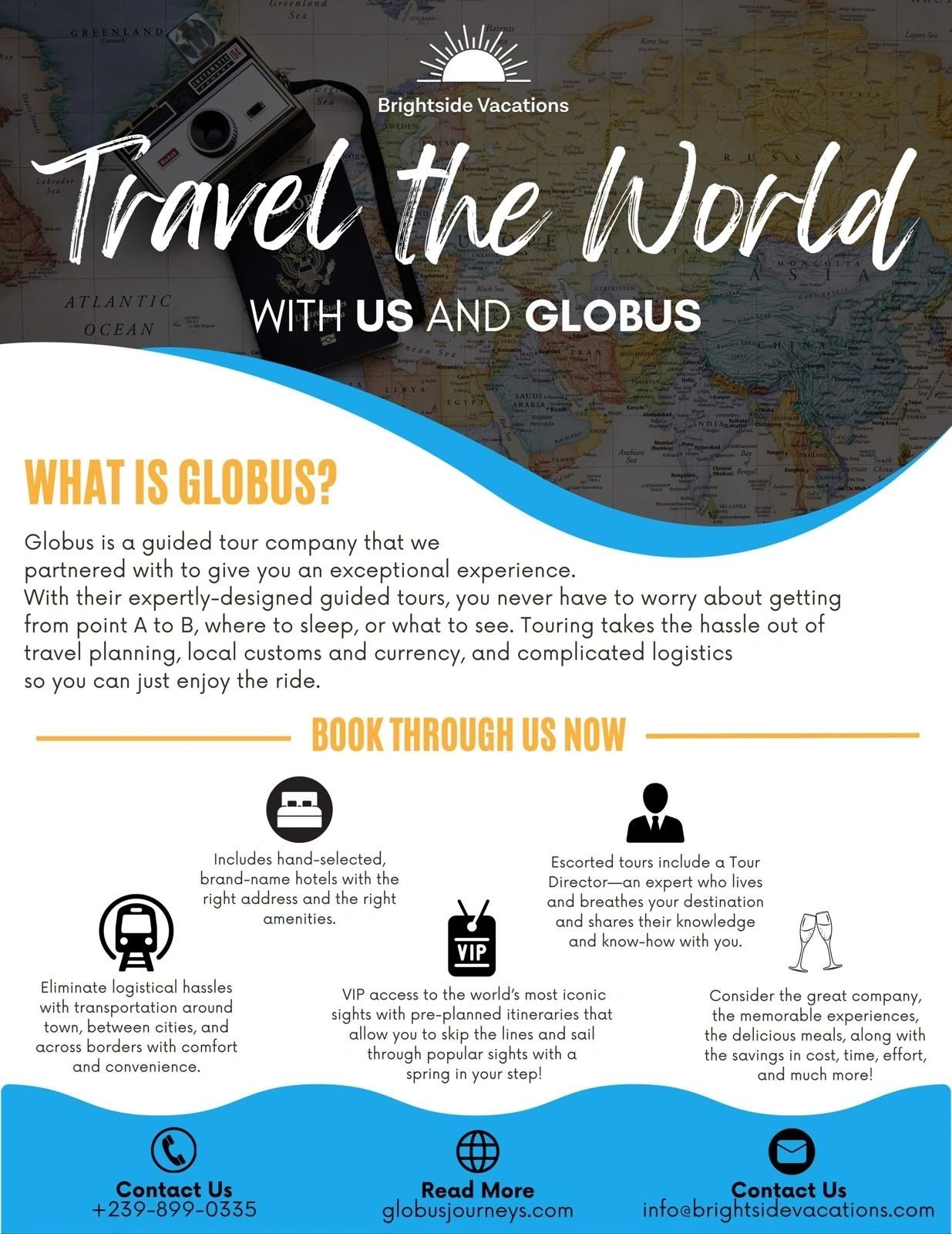 Travel the world with guided tours flyer.